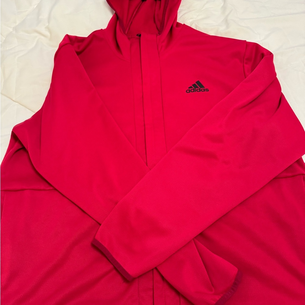 Scarlet Red Adidas sports hoodie. Size 2XL. 100% polyester blend.
